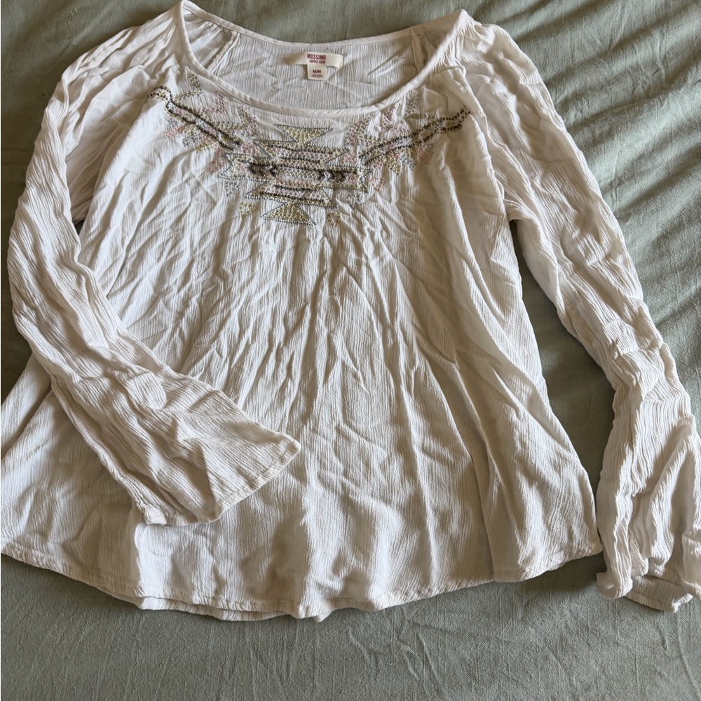 White Embroidered Women's Top